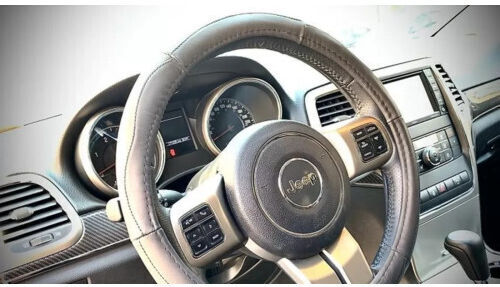 Smartic Husă pentru Volan Auto din Piele Neagră cu Cusătură Neagră
