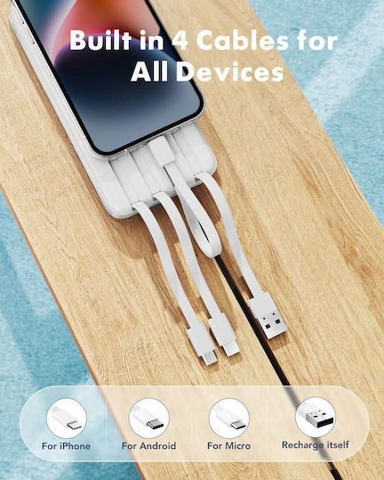 Charmast W1148 Power Bank 10000mAh with 2 USB-A Output Ports White
