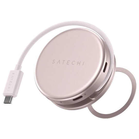 Satechi OntheGo USB-C Docking Station με HDMI 4K PD Ethernet Ροζ Χρυσό
