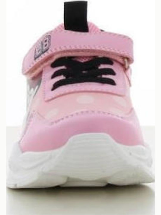 Kids Sneakers with Hook & Loop Closure & Lights Pink
