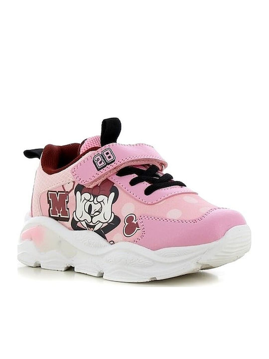 Kids Sneakers with Hook & Loop Closure & Lights Pink