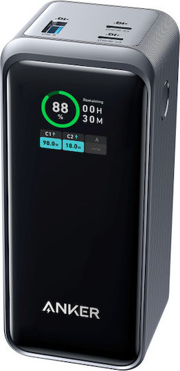 Anker 735 Prime Baterie Externă 20000mAh 200W cu Port USB-A și 2 Porturi USB-C Power Delivery Argintiu
