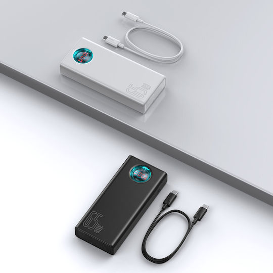 Baseus Amblight Overseas Edition Baterie Externă 30000mAh 65W cu 4 Porturi USB-A și Port USB-C Power Delivery / Încărcare Rapidă Albă