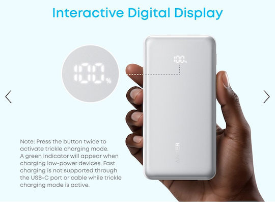 Anker Zolo Външна батерия 10000mAh 22.5W с USB-A порт и USB-C порт Power Delivery / Quick Charge Бяла