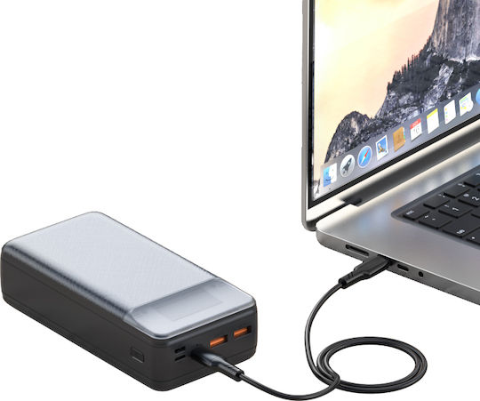XO PR201 Външна батерия 30000mAh 65W с 2 USB-A изходни порта и USB-C изходен порт Power Delivery / Quick Charge Черна