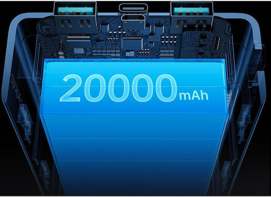 Joyroom Dazzling Series QP195 Power Bank 20000mAh 22.5W с 2 USB-A порта и USB-C порт Черен