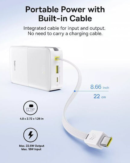 Baseus EnerFill Bipow2 Pro Външна Батерия 20000mAh 22.5W с USB-A Изходен Порт и USB-C Изходен Порт Power Delivery / Бързо Зареждане Космическо Черно