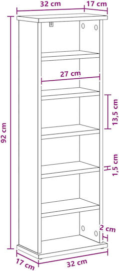 vidaXL CD Case 60x17x92cm