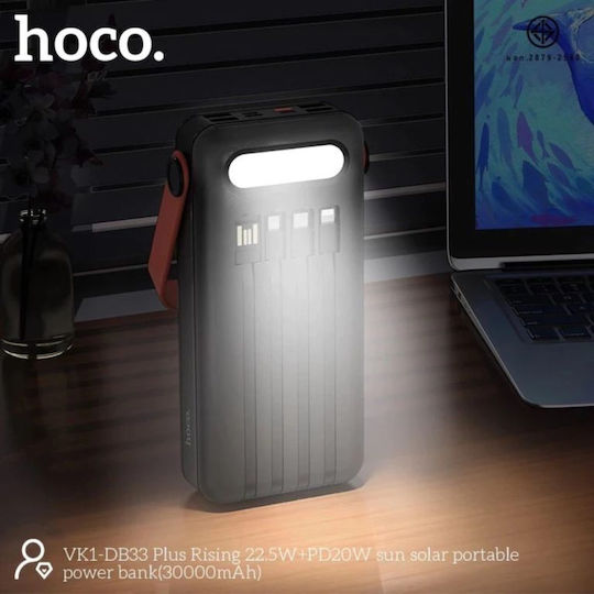 Hoco Ηλιακό Power Bank 30000mAh Μαύρο