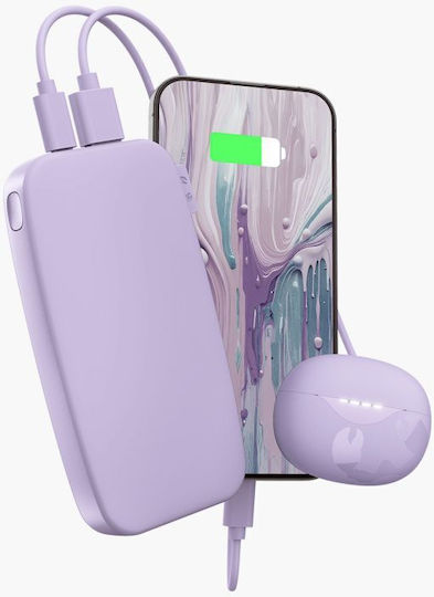 Fresh 'n Rebel Power Bank 12000mAh 10W mit USB-A Ausgangsanschlüsse und USB-C Ausgangsanschlüsse Power Delivery Dreamy Flieder