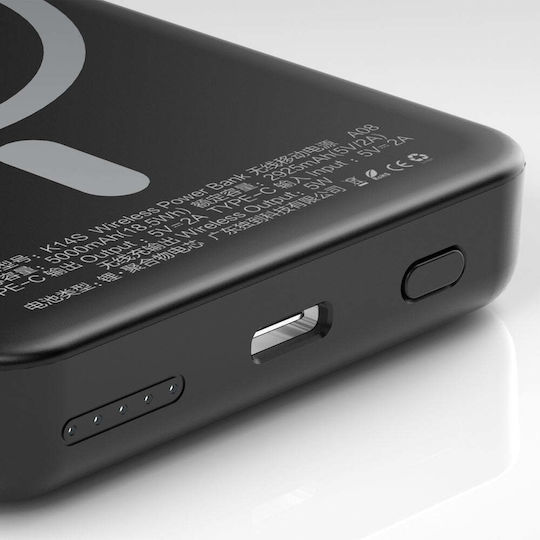 Dudao K14S MagSafe Power Bank 5000mAh 10W с USB-C порт Черен