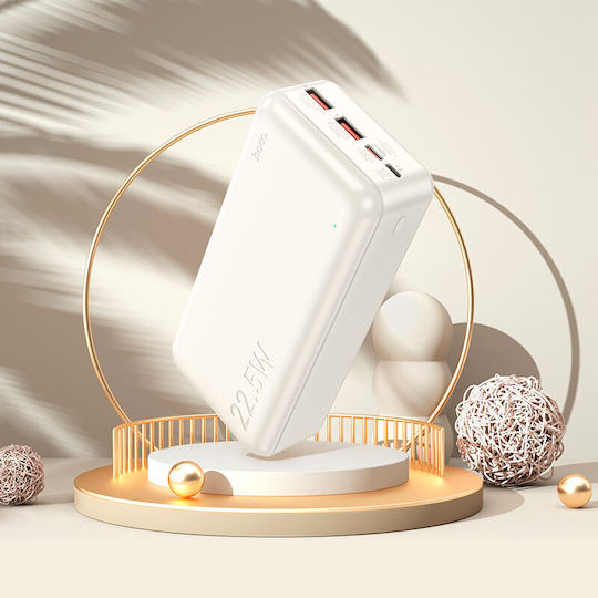 Hoco J101B Astute Power Bank 30000mAh 20W mit 2 USB-A Ausgangsanschlüsse und USB-C Ausgangsanschluss Power Delivery / Schnellladung Weiß