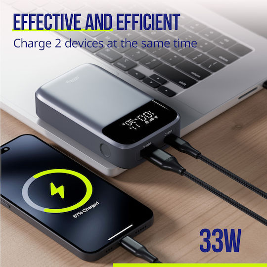 Allity APB-200 Baterie Externă 10000mAh 33W Power Delivery Încărcare Rapidă Gri