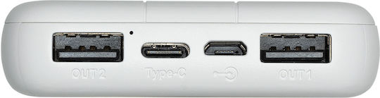 Rivacase Power Bank 10000mAh 10W Λευκό