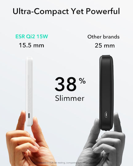 ESR Qi2 MagSlim Kickstand MagSafe Qi2 Power Bank 5000mAh 15W White