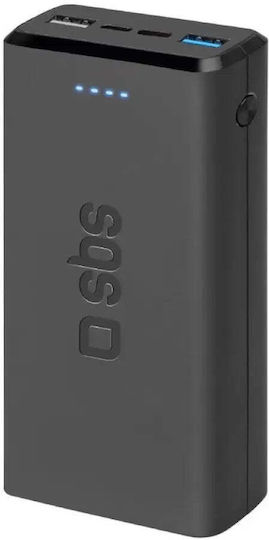 SBS Fast Power Bank 20000mAh με 2 Θύρες USB-A Μαύρο