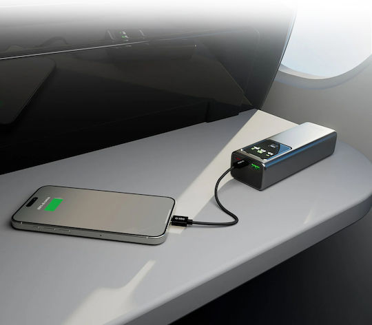 SBS Power Bank 20000mAh 100W mit USB-A Anschluss und 2 USB-C Anschlüssen Stromlieferung Gray