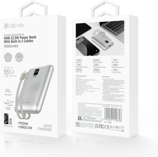 Devia EP202 Mini Power Bank 10000mAh 22.5W Ladeleistung Silber