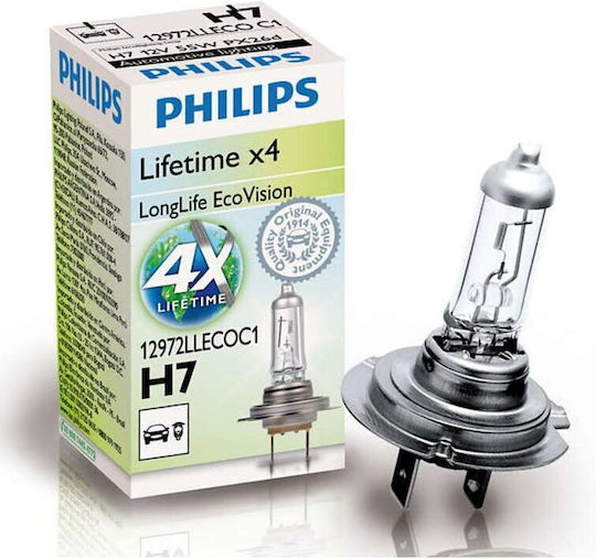 H7 55W 12V Long Life Ecovision Bec Far Lămpi Auto Cutie Philips