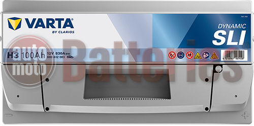 Varta Car Battery with Capacity 100Ah and CCA 830A