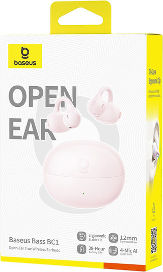 Baseus BC1 Open Ear Bluetooth Безжични Слушалки с Калъф за Зареждане Розови