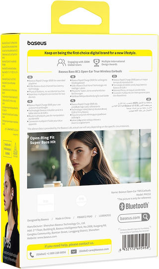 Baseus BC1 Open Ear Bluetooth Безжични Слушалки с Калъф за Зареждане Розови