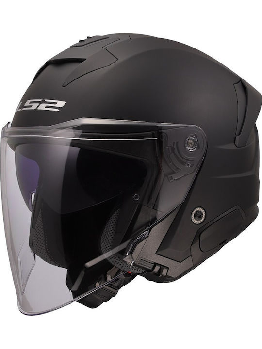 LS2 Verso II OF618 Solid Gloss Black Мотоциклетна каска Джет ECE 22.06 1500гр с Sunvisor