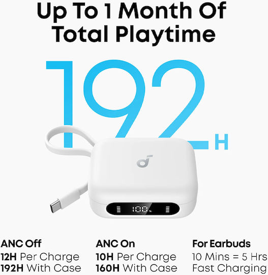 Soundcore by Anker P41i Ultimate MFi In ear Bluetooth Безжични слушалки Акустики с Устойчивост на изпотяване и Калъф за зареждане Бели