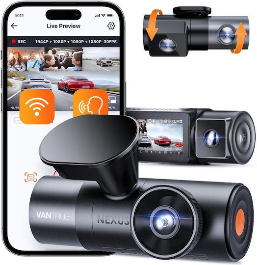 Vantrue Nexus 5 Κάμερα DVR Αυτοκινήτου 4K με Οθόνη 3.19" Wi-Fi, GPS