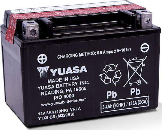 Yuasa Μπαταρία Μοτοσυκλέτας YTX9-BS 135A με Χωρητικότητα 8.4Ah