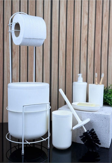 SteweHome Bathroom Accessory Set Plastic White 6 Pieces SteweHome Bathroom Accessory Set Plastic White 6 Pieces