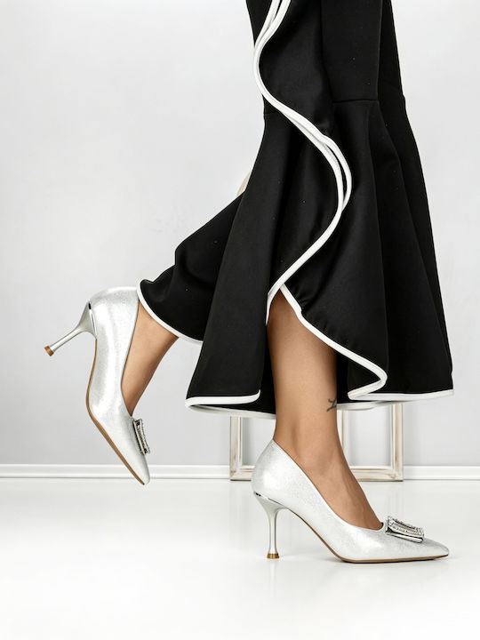 Pumps mit Hochem Absatz Silber A7847-1