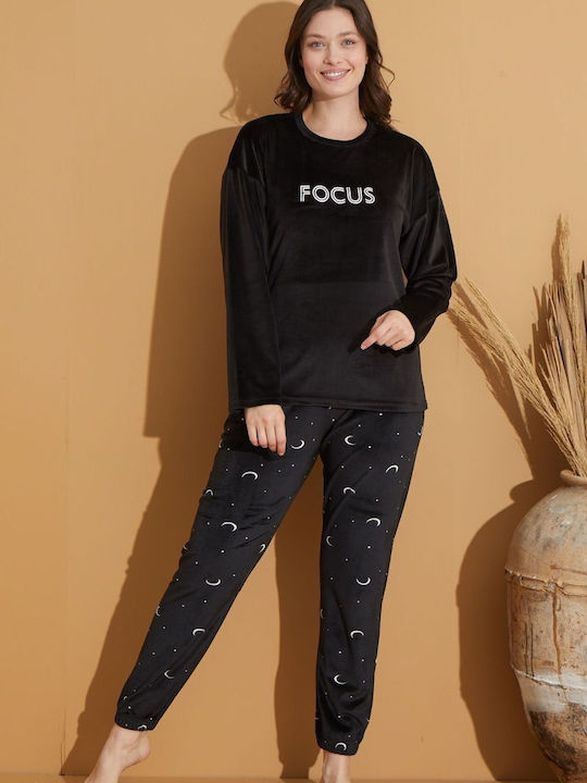 Boyraz Set Pijamale Dama De Iarnă Negru