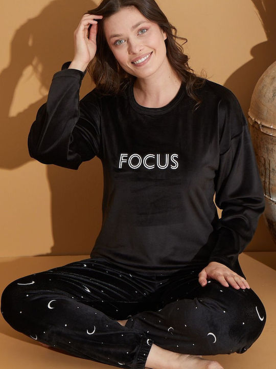 Boyraz Set Pijamale Dama De Iarnă Negru