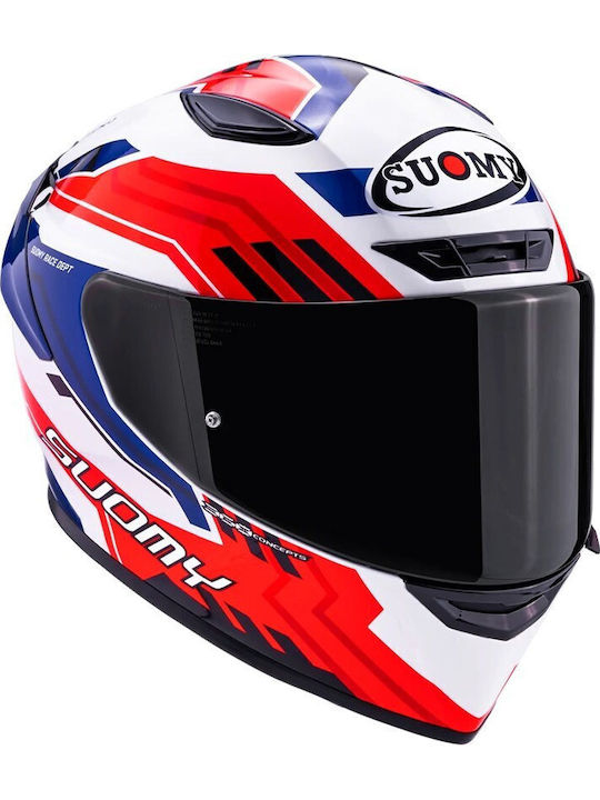 Suomy Track-1 Framework White/Red/Blue Motorcycle Helmet Full Face ECE 22.06 1350gr with Pinlock