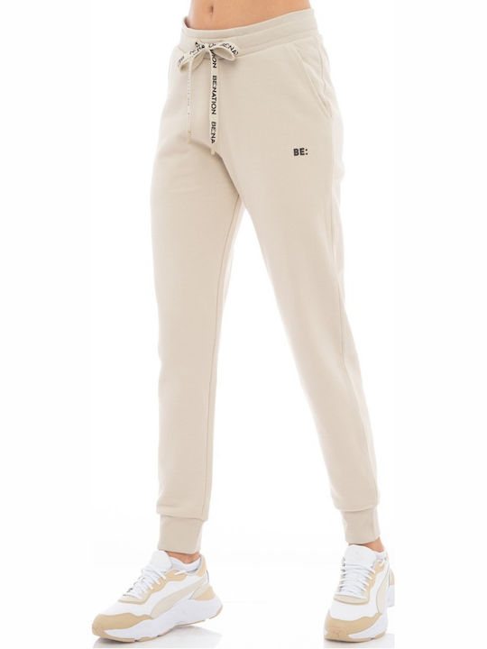 Pantaloni de trening cu elastic ecru