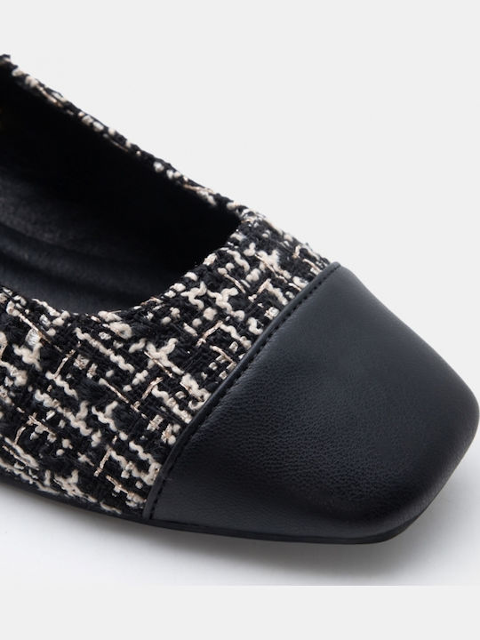 Spitze Zehe Pumps mit Niedrigem Absatz Schwarz