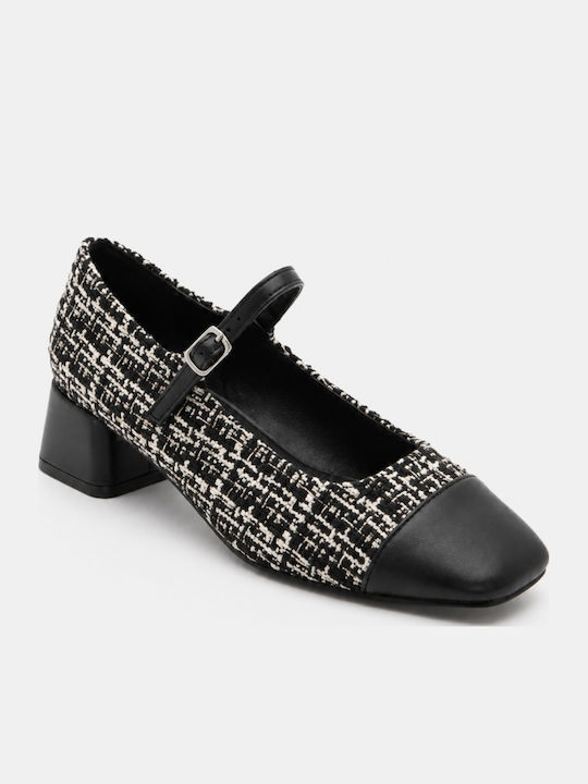 Spitze Zehe Pumps mit Niedrigem Absatz Schwarz
