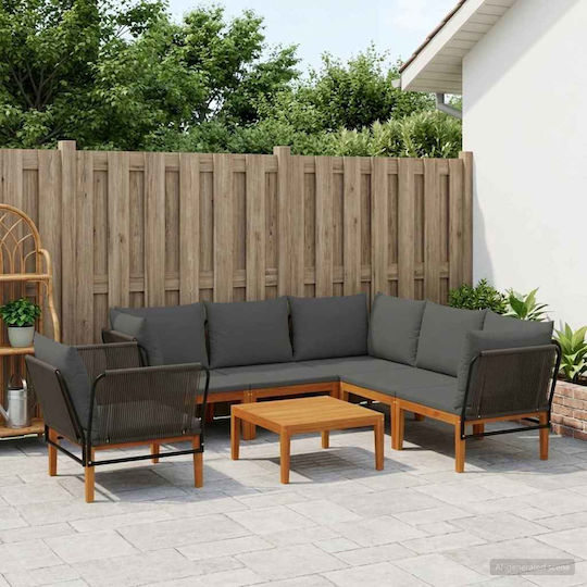 Garten- und Outdoor-Möbelsets Wohnzimmer Typsatz 7 Stück Grau mit Kissen Garten- und Outdoor-Möbelsets Wohnzimmer Typsatz 7 Stück Grau mit Kissen