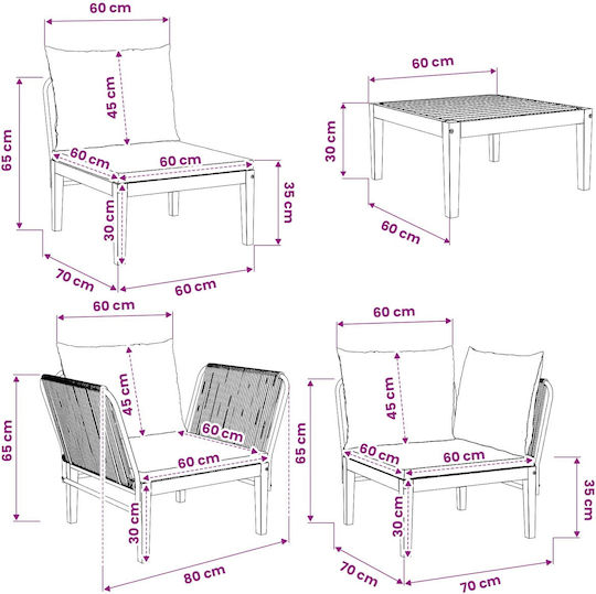 Garten- und Outdoor-Möbelsets 7 Stück Grau mit Kissen