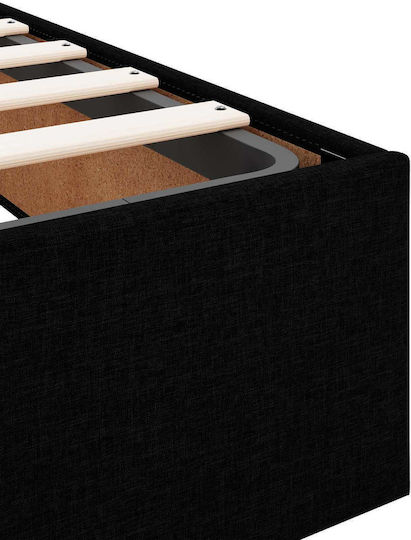 Wandbett Einzel mit Stoff Schwarz mit Lattenrost & Matratze 90x200cm