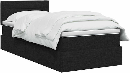 Wandbett Einzel mit Stoff Schwarz mit Lattenrost & Matratze 90x200cm