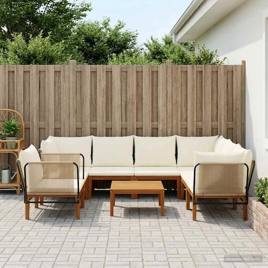 Garten- und Outdoor-Möbelsets Wohnzimmer Typsatz 7 Stück Beige mit Kissen Garten- und Outdoor-Möbelsets Wohnzimmer Typsatz 7 Stück Beige mit Kissen