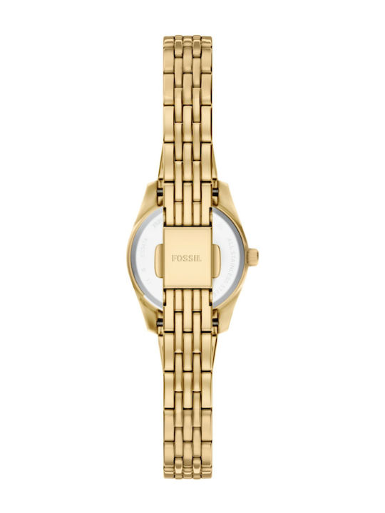 Fossil Scarlette Ceas Dama 20mm Baterie Cu Brățară Din Oțel Inoxidabil Auriu