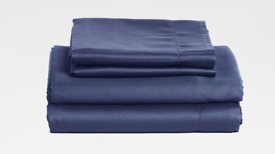 Valeria Home Set Huse Pentru Pilote 200x220cm Dublu Cu 2 Fețe De Pernă & 1 Cearșaf Albastru Închis