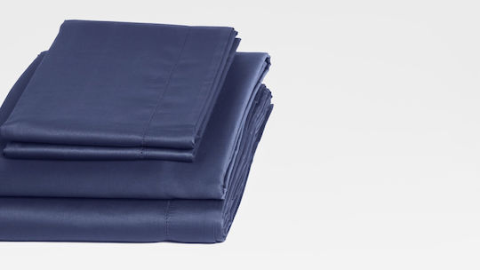 Valeria Home Set Huse Pentru Pilote 200x220cm Dublu Cu 2 Fețe De Pernă & 1 Cearșaf Albastru Închis