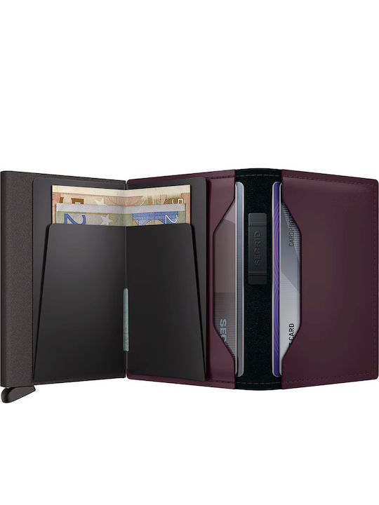 Leather Men's Card Wallet Purple
