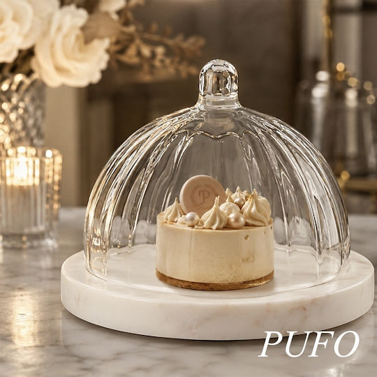 Glass Cake Stand with Lid White 13.5x13.5x10cm