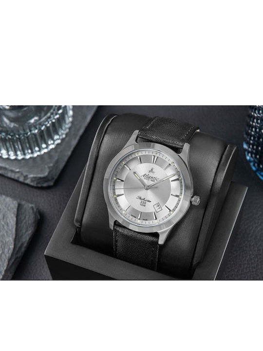Men's Watch 41mm Battery with Black Leather Strap