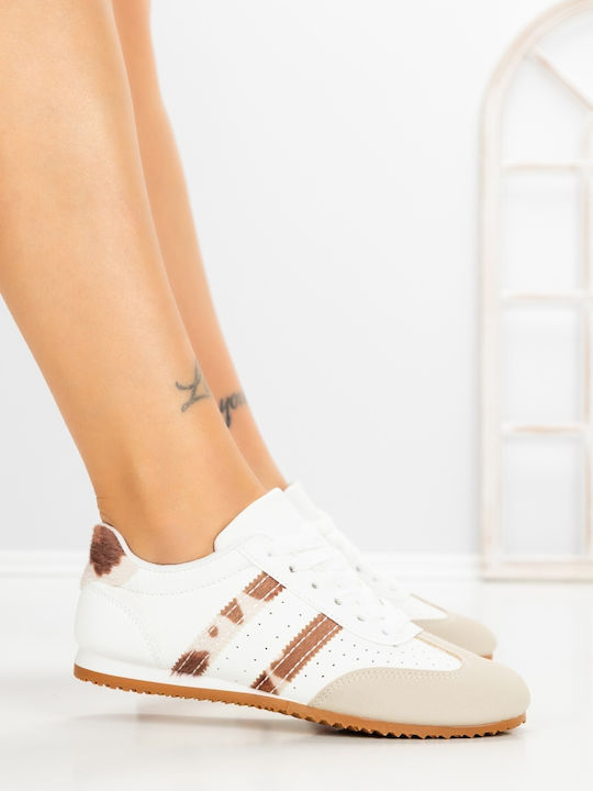 Adidași Flatforms Pentru Femei Maro Deschis Și Alb